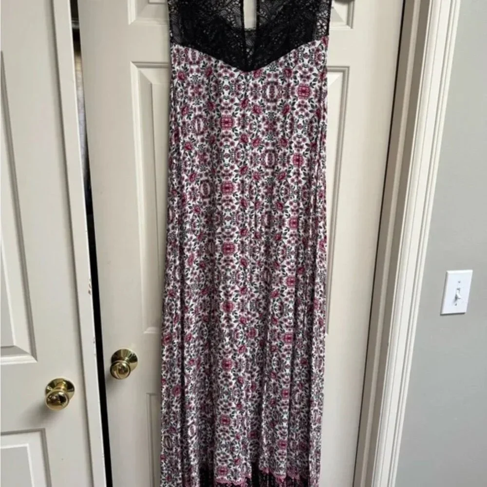 Torrid Pink Floral Lace Yoke Challis Maxi Dress